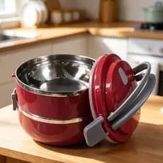 Marmita Dupla Inox Lunch Box 2 Compartimentos Vedação 1,4 L