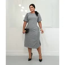 VESTIDO FEMININO COM FENDA MODA CASUAL ELEGANTE TECIDO PREMIUM ALTA GRAMATURA