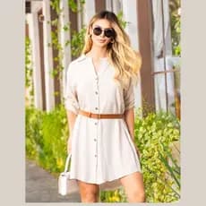 VESTIDO CHEMISE CAMISÃO FEMININO COM BOTÕES MODA ELEGANTE ESTILO MODERNO CASUAL CHIC