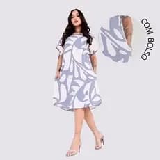 VESTIDO PLUS SIZE E PARA MAGRINHAS CURTO SOLTINHO VISCOLINHO COM BOLSO GOLA REDONDA MODA 2025