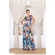 VESTIDOS FEMININOS LONGO ALÇA LARGA ESTAMPA MODERNA ESTILO CASUAL MODA BLOGUEIRINHA MODA VERÃO TECIDO ALTA QUALIDADE