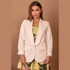 CASACO JAQUETA BLAZER FEMININO TECIDO LINHO PREMIUM ROUPA MULHER ELEGANTE SOFISTICADO