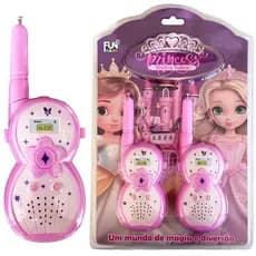 Walkie Talkie Rosa Infantil Princesas Rádio Comunicação Divertida Brinquedo
