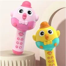 Microfone Infantil Passarinho Recarregavel Sai a Voz Canta Com Som Luz