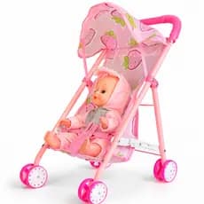 Carrinho Boneca Bebê Reborn Passeio Luxo Rosa Brinquedo Infantil