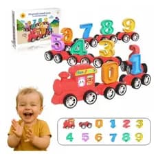 Conjunto de Trem Magnético Infantil Com Números de Dinossauro e Frutas em Madeira Brinquedos Para Crianças de 1 a 3 anos