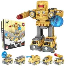 Carrinhos De Brinquedo Transformers 5 em 1 Boneco Caminhão Monta e Desmonta Robo