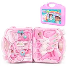 Brinquedo Maleta Médica Enfermeira Infantil Doutora Educativo Divertido Rosa Kit 14 Peças