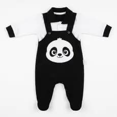 Macacão Bebê Jardineira Plush Bordado Leão Menino Inverno Moda