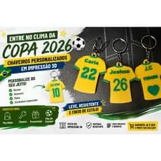 Chaveiro Camisa da Copa do Mundo Personalizado em 3D com Nome e Número