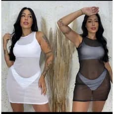 Vestido Saida De Praia Tulle  Feminino Conforto Verão Piscina  Blogueira Praia Ano Novo Natal