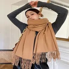 Cachecol de Caxemira Feminino Macio e Quente com Franjas – Lenço Elegante para Frio