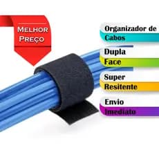 Fecho de Contato Dupla Face Preto 2cm Organizador de Cabos Telefone Computador