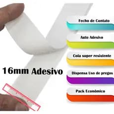 Fecho de Contato Auto Adesivo Branco Preto 1,6cm Macho Fêmea Tela Mosquiteiro