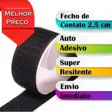 Fecho Contato Auto Adesivo 2,5cm Preto Branco Macho e Fêmea Velthor Tela Mosquiteiro