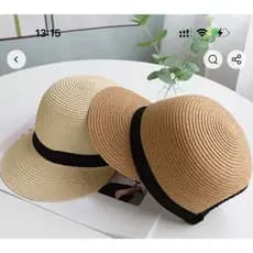 Boné Feminino Palha Sintética Com Aba Curvada De Praia Unissex Luxo