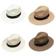 Chapéu Moda Panamá Aba Larga Casual Praia Masculino Feminino Casual Vintage Solar