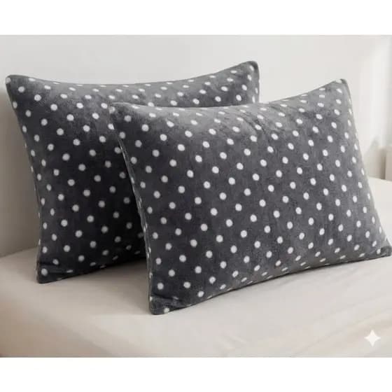 Kit 2 Fronhas Flannel Poá Fleece Plush Macia Quente Inverno Aveludado Antialérgica Capa Travesseiros