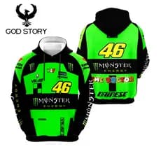Moletom Motocross 46 Monster VR46 Unissex Canguru Com Capuz Estilo Off Road Premium