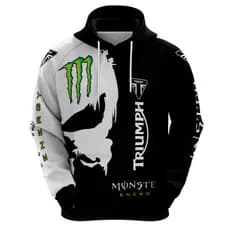 Moletom Canguru triumph Monster Energy Verde e Preto Masculino Com Capuz Blusa de Frio Estampada Premium