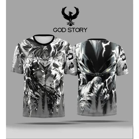 Camiseta Anime Dragon Ball Masculina Goku Vegeta Majin Boo Full Print Estampada 3D Geek Otaku