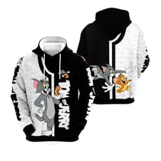Moletom Canguru tom e jerry Masculino Com Capuz Blusa de Frio Estampada Premium