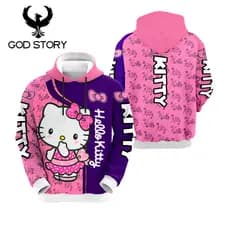 Moletom Unissex Hello Kitty Full Sublimado Personalização Total  E Capuz