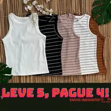 Kit 5 Regata Feminina Canelada Camiseta Básica Blusa Casual Tendência