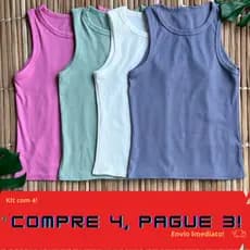 Kit 4 Regata Feminina Canelada Camiseta Básica Blusa Casual Tendência Verão