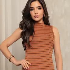 Regata Canelada Gola Alta Feminina Blusa Básica Camiseta Casual Tendência Verão
