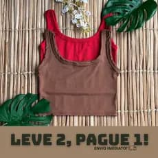 Kit 2 Cropped Canelado Ribana Blusa Curta Alça Grossa Regata Básica Verão Croped Casual
