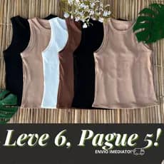 Kit 6 Regata Feminina Canelada Blusa Básica Camiseta Casual Tendência Moda Gringa