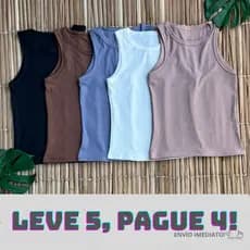 Kit 5 Regata Canelada Feminina Camiseta Casual Blusinha Básica Tendência