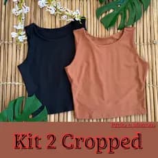 Kit 2 Cropped Regata Feminina em Suplex Blusa Básica Tendência Camiseta Top Feminino Curta