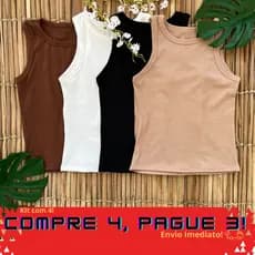 Kit 4 Regata Feminina Canelada Camiseta Básica Blusa Casual Tendência 2024