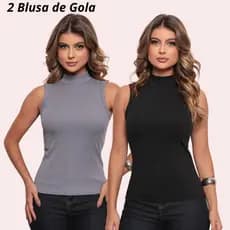 Kit 2 Regata Canelada Feminina Gola Alta Lisa Blusa Básica Camiseta Casual Inverno 2026