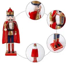 Boneco Quebra Nozes 38cm Soldado Decoração Natal Árvore Papai Noel Madeira Soldadinho Bolas Festão