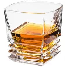 Kit Jogo 6 Copos De Vidro Whisky 285ml Quadrado Ondulado Diamonds Americano Shot Conjunto Drinks