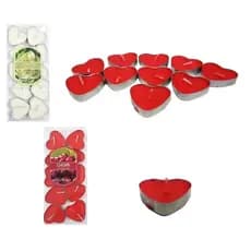 Kit 100 Velas Rechaud Formato Coração 50 branca 50 vermelha Colorida Flutuante Casamento Festa