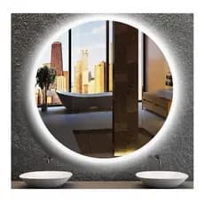 Espelho com led redondo lançamento médio grande moderno abstrato kit instalação sala lavabo banheiro