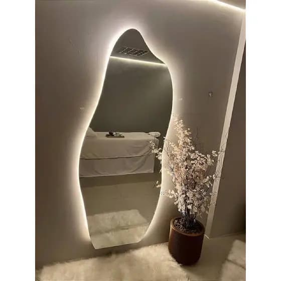 Espelho Led Orgânico Parede Grande corpo inteiro provador Decorativo kit instalação Moderno 31