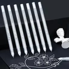 Caneta de tinta Gel preta e branca com ponta de 0.8/1/2 mm, adequada para crianças, pintura de esboço artesanal