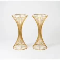 Kit 2 Vaso Dourado 60cm Metal Luxo Centro de Mesa Decoração Festa Casamento Suporte Arranjo