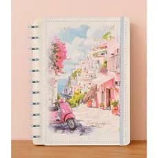 Caderno de disco G Itália Europa capa dura inteligente 80 folhas reposicionáveis planner