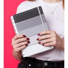 Caderno de disco G listral preto cinza inteligente capa dura 80 folhas reposicionável estudo planner