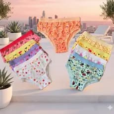 Kit 12 Calcinhas Menina Infantil Estampas Variadas Cós em Elástico Bornel Menina Envio imediato