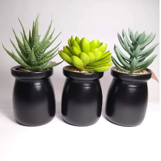Vaso com Suculenta Artificial - Vaso de Cerâmica - Vaso Decorativo