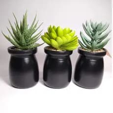 Vaso com Suculenta Artificial - Vaso de Cerâmica - Vaso Decorativo