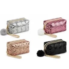 Necessaire Feminina Glitter Paete - Necessaire Brilhante com Zíper - Estojo Brilho Feminino