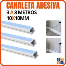 Canaleta 10 x 10mm Organizador de Fios Canaleta Adesiva Emenda e Cotovelo Esconde Fio Cabo